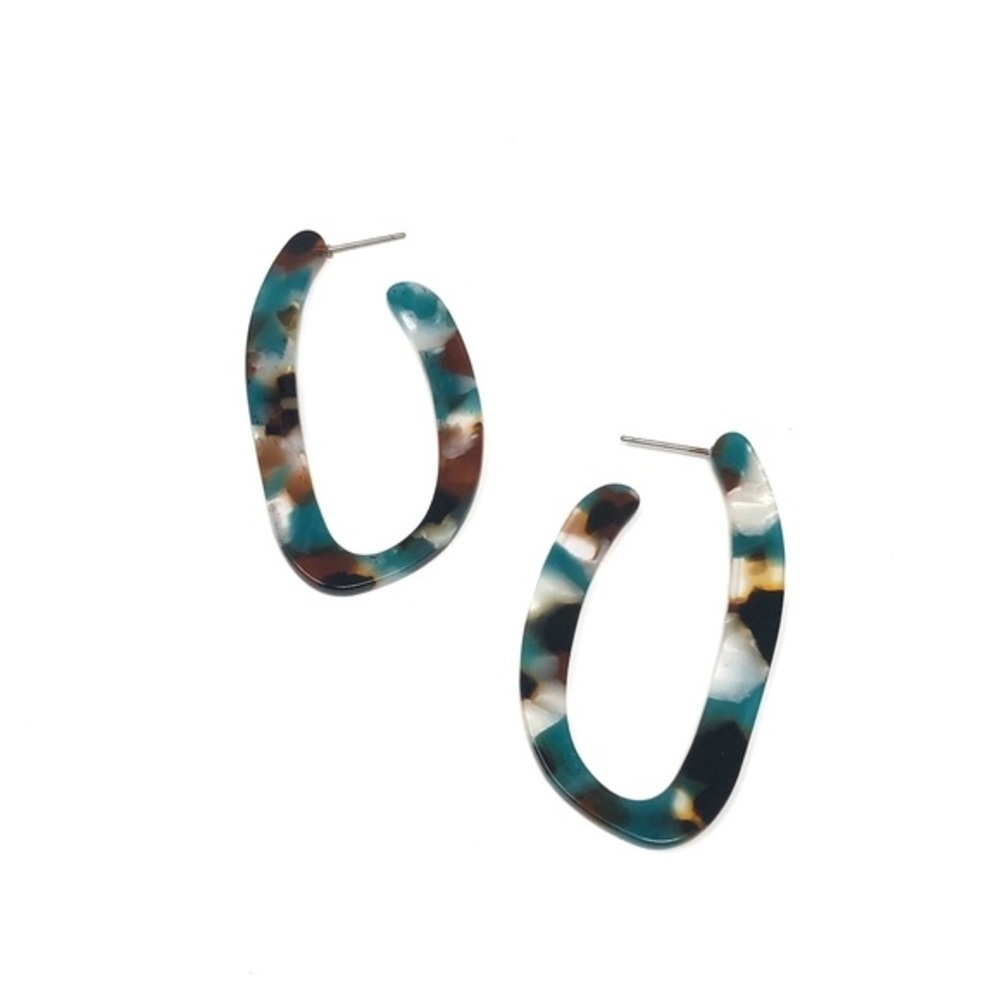Anthropologie Elongated Resin Hoop Earrings